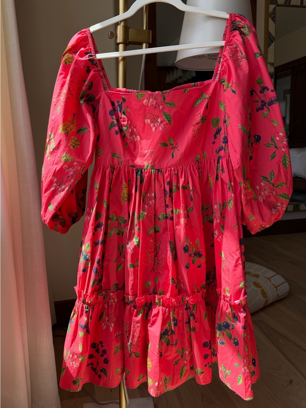 Cara Cara Bright Pink Floral Puff-Sleeve Dress